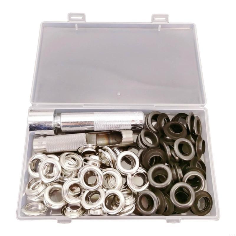 100 Zestawów 2 Kolory Przepusty Oczka z Narzędziem, 14mm Przepust do Rękodzieła DIY X3UC