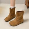 Fleece Martin Boots Women's Autumn and Winter Cotton Boots Junior High School Students Middle and Older Children Girls Small Boots