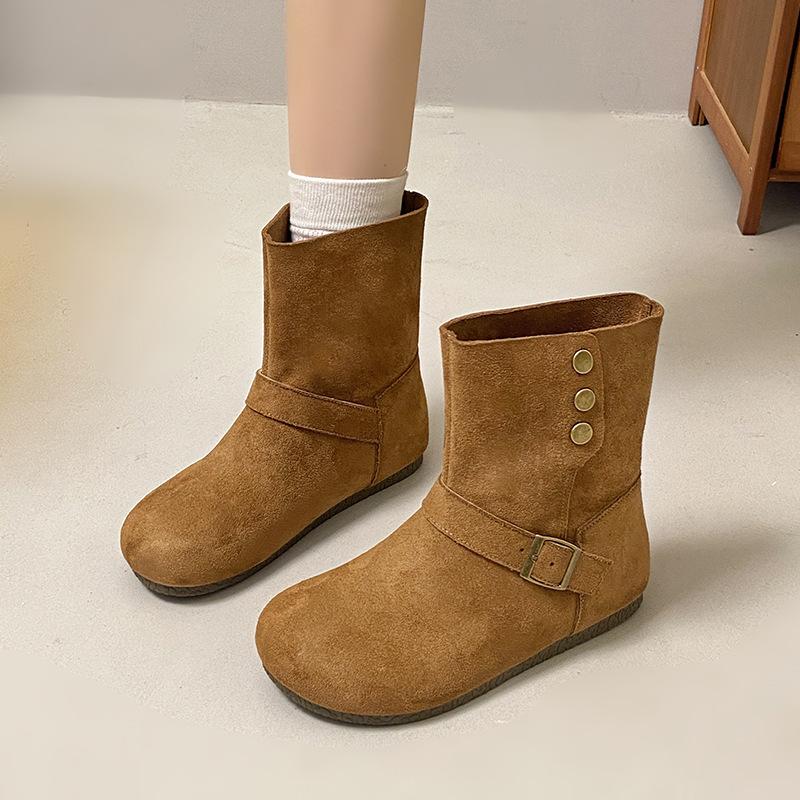 Fleece Martin Boots Women's Autumn and Winter Cotton Boots Junior High School Students Middle and Older Children Girls Small Boots