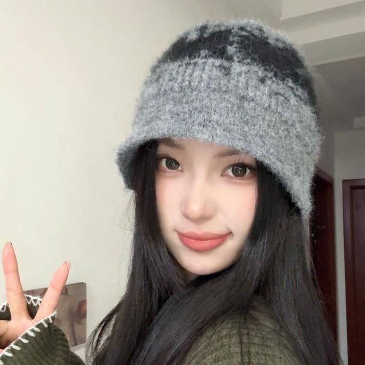 Warm Cold Hat Small Head Fisherman Hat Trendy Autumn and Winter Brushed Ear Protection  Versatile Knitted Toe Cap for Women