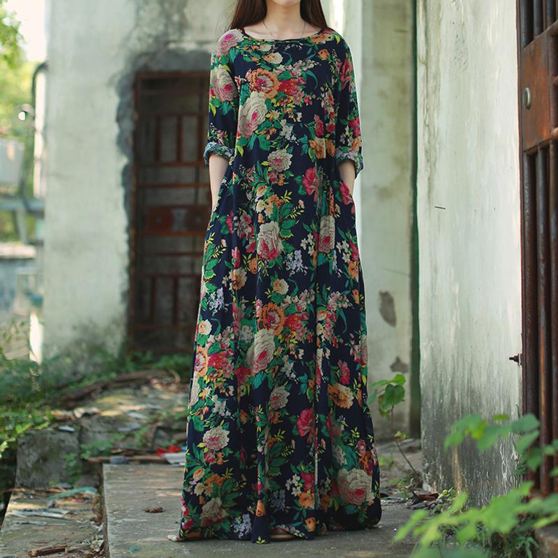ZANZEA Womens Cotton Vintage Floral Printed Shirt Dress Kaftan Long Dresses Plus ZANZEA Womens Cotton Vintage Floral Printed Shirt Dress Kaftan Long Dresses Plus