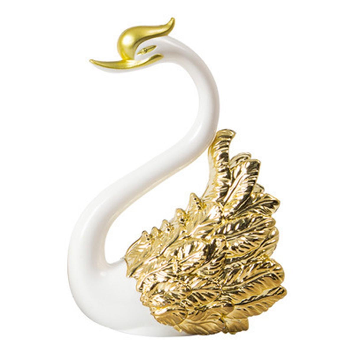 Decoration Decorative Table Romantic Miniatures Swan Figurine Cake Topper Anniversary Ornament gold without crown