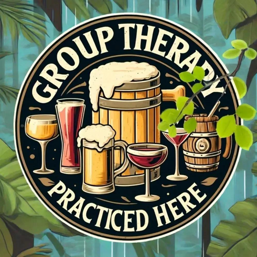 Vintage Group Therapy Practiced Here Beer Bar Aluminum Sign Rustic Metal Art Poster for Home Man Cave Backyard
