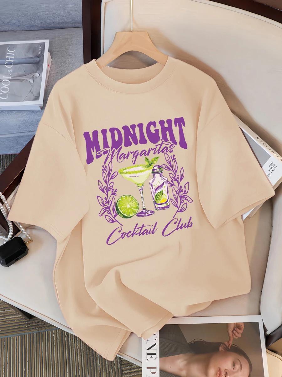 

Дизайнерские футболки коктейльного клуба «Полуночная Маргарет» с круглым вырезом, свободные, с коротким рукавом, модный топ, повседневная летняя женская футболка S