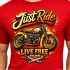 Just Ride Live Free Ride Hard Cafe Racer Bike Flames Vintage Biker Tee.