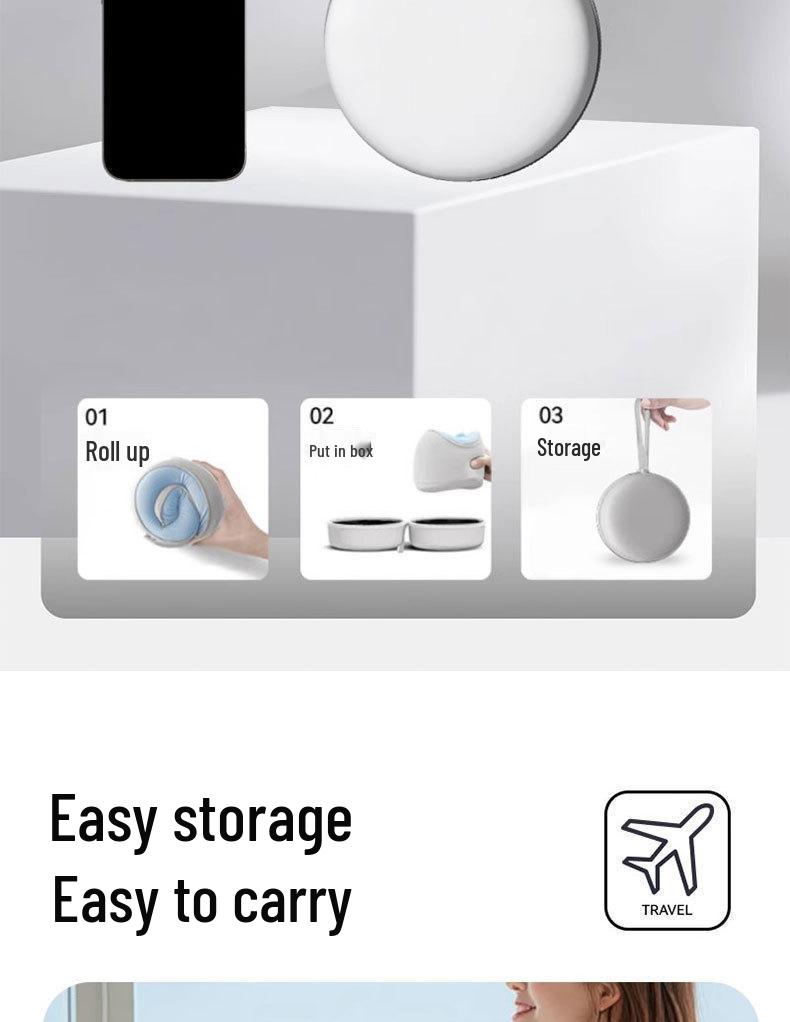 Portable U-shaped Memory Foam Neck Support Pillow for Travel and Long Trips