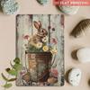 Vintage Bunny Flower Metal Poster Wall Art Decor