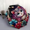 1pc Starry Night Cat Floral Auto Open Close Umbrella - Portable 3-Fold Design with Iron Frame, Perfect for Outdoor, Festive Gifts, Travelers, Daily Us