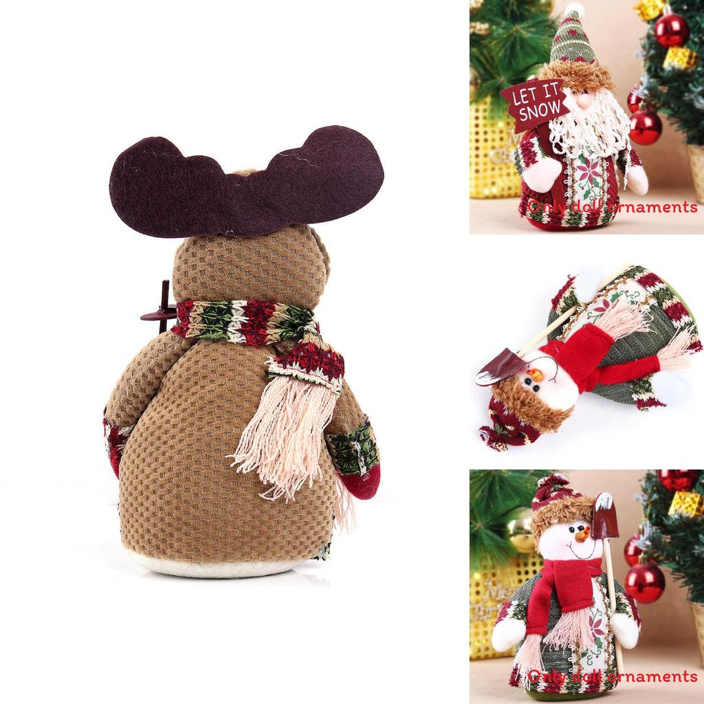Christmas Santa Snowman Reindeer Desktop Decor With Fabric Material For Holiday Tabletop Display