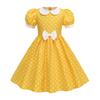 Fashion Children's Short-sleeved Polka Dot Dress With Baby Collar
