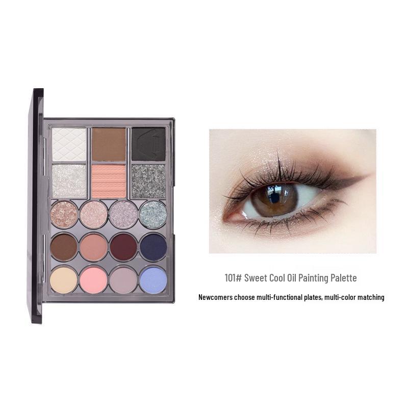 Biya Black Sweater 18-Color Eyeshadow Palette: Shimmer & Matte Earth Tones for Smoky Eye Makeup Contour.