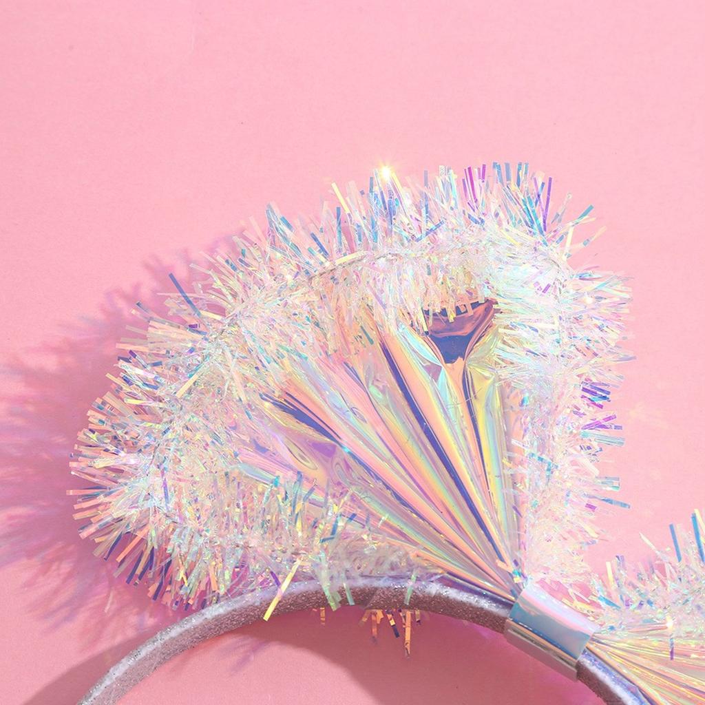 Adult Teen Tinsel Colorful Film Bowknot Shape Headband Festival Hair Hoop for Party Performances Mardi Gras Headpiece
