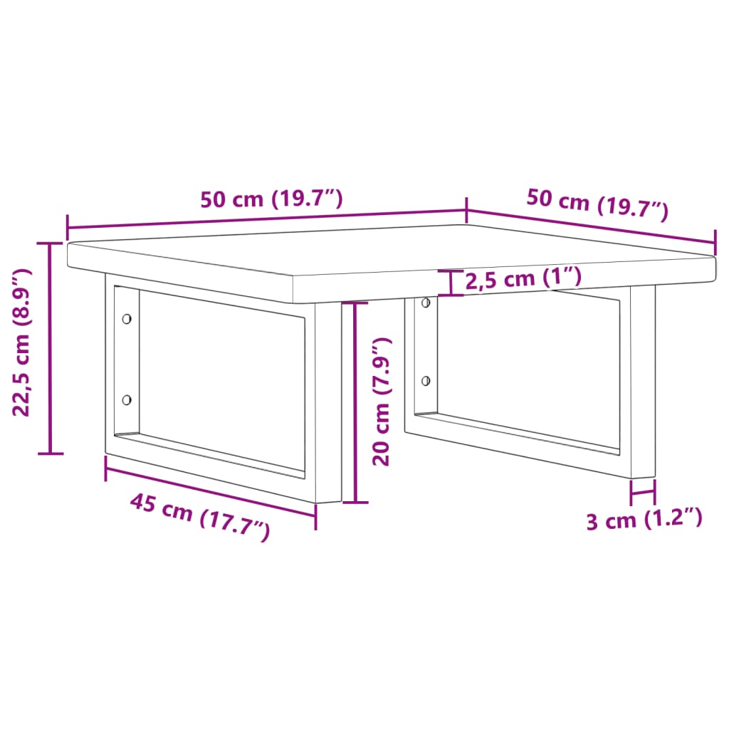 Wall Mounted Washbasin Countertop with Bracket Steel and Solid Oak Wood