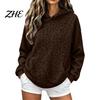 Relaxed Fit Hoodie Women Leopard Print Hoodie, Oversized Drop Shoulder Hooded Sweatshirt with Pocket, Comfortable Long Sleeve Loose Casual Pullover