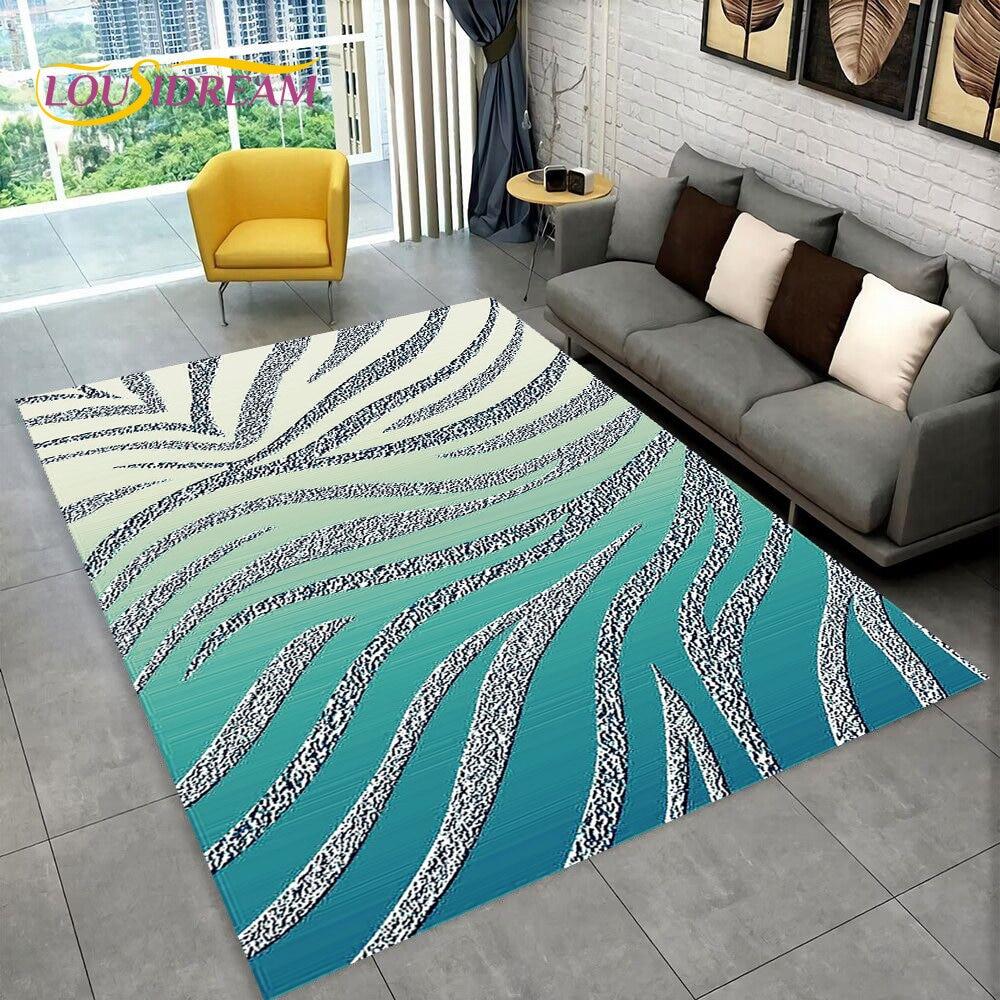 3D Colorful Zebra Pattern Area Rug,Carpet Rug for Living Room Bedroom Sofa Office Doormat Decoration, Kids Non-slip Floor Mat