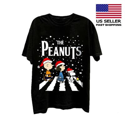 The Peanuts Christmas  Snoopy Holiday Abbey Road Funny Unisex T-Shirt