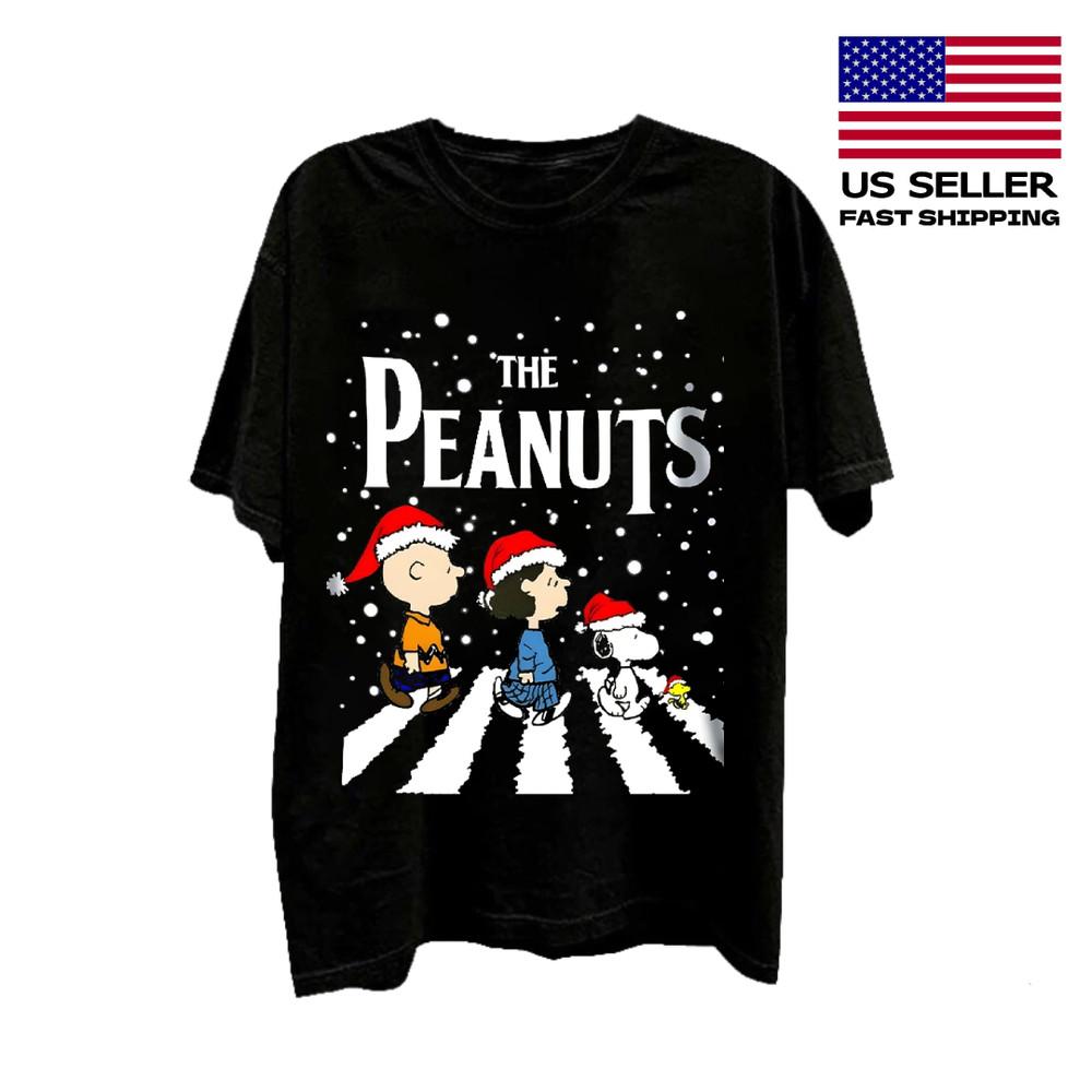 The Peanuts Christmas  Snoopy Holiday Abbey Road Funny Unisex T-Shirt XL