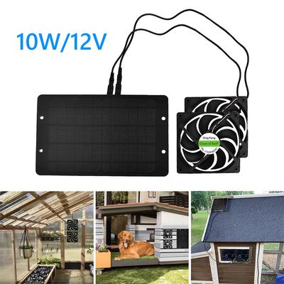 30W 12V Zonnepanel Afzuigventilator 12cm Mini Ventilator Zonnepaneel Dubbele Koelventilator voor Hond Kippenhok RV Kas