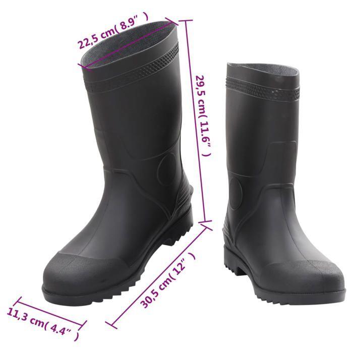 VidaXL Bottes de pluie noir taille 38-46 PVC