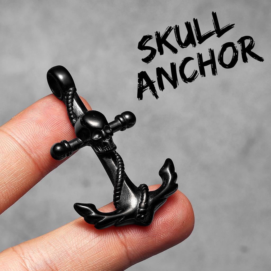Skull Anchor Amulets Stainless Steel Jewelry Men Necklaces with Pendant for Male Women Punk Hip Hop Accessories Gifts Wholesale