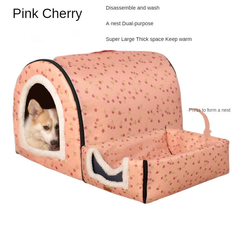 Pet Large Dog House Fully Detachable and Washable Pet Kennel Cylindrical Portable Dog Room Golden Hair Room Kennel