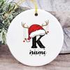 Baby's Christmas Ornament Personalized Initial with Name Ceramic Bauble Gift for Newborn Present for Baby Custom Xmas Decoration