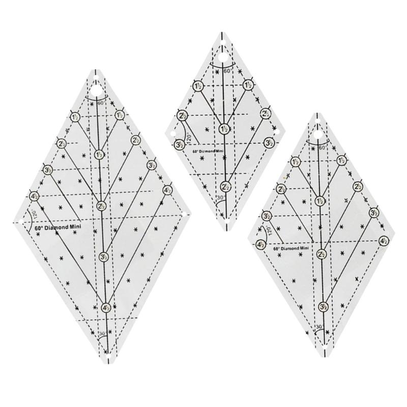 60 graders quiltmall Sylineal Quiltlinjal Hantverkslinjal för Enkla Quiltmönster Tillbehör