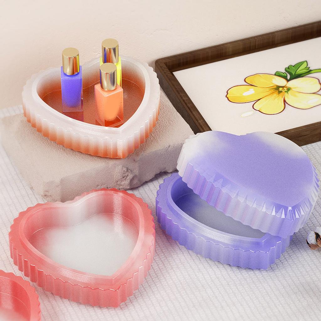 Heart Shape Container Silicone Molds Crystal Epoxy Resin Mold DIY Jewelry Storage Box Plaster Mold Handmade Crafts Tool