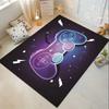 Neon Game Controller Themed Living Room Large Carpet Black Colorful Graffiti Style Gamepad Pattern Anti-slip Rug for Home Decor