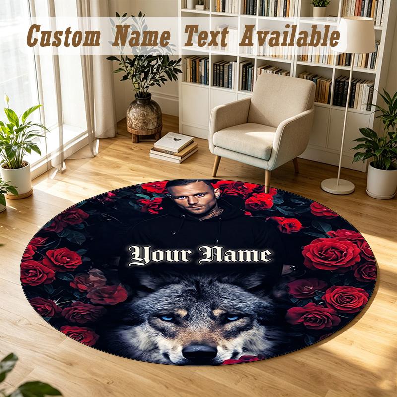 Round Rug Custom NameKontra K Pattern Non Slip Carpet Home Floor Decor