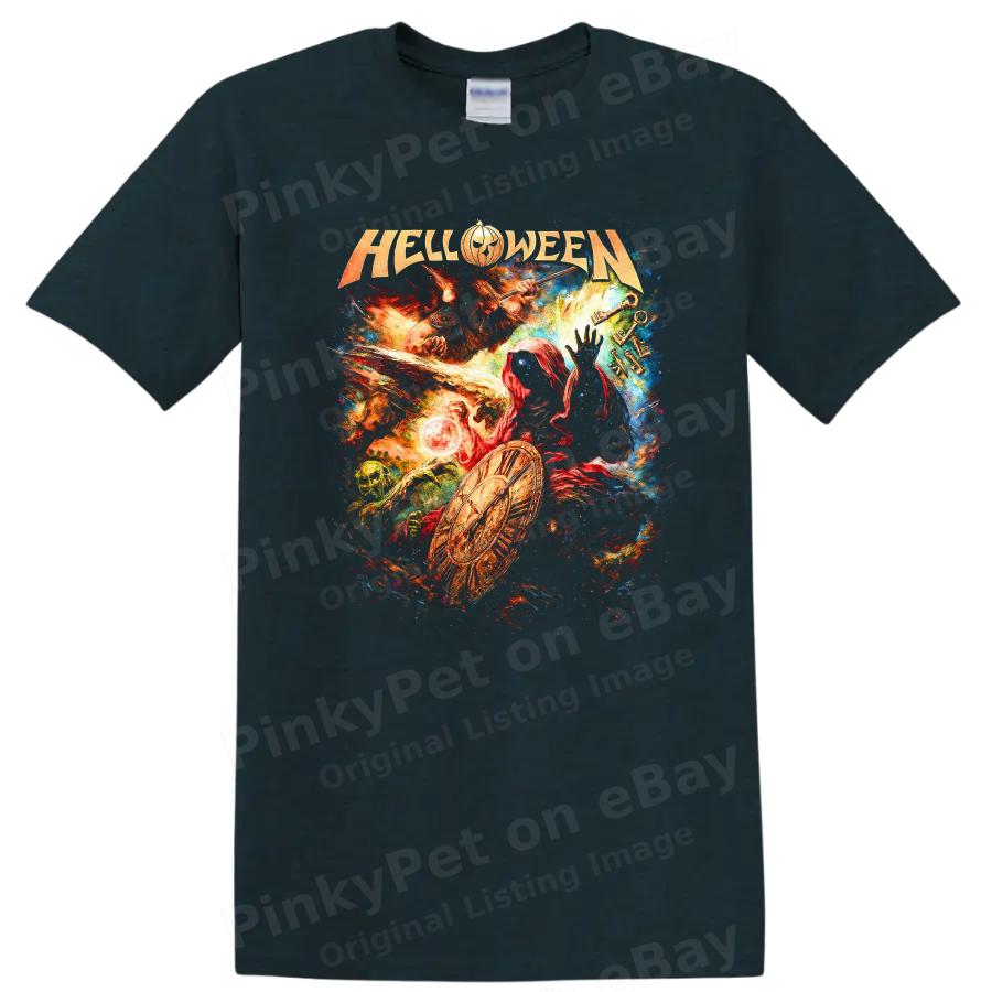 T-shirt Manches Courtes Graphique Halloween Design Album Rock Rétro Heavy Metal