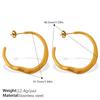 Women's European American New Style Instagram-Style Twisted Wave C-Shaped Hoop Earrings Stainless Steel 18K Gold-Plated