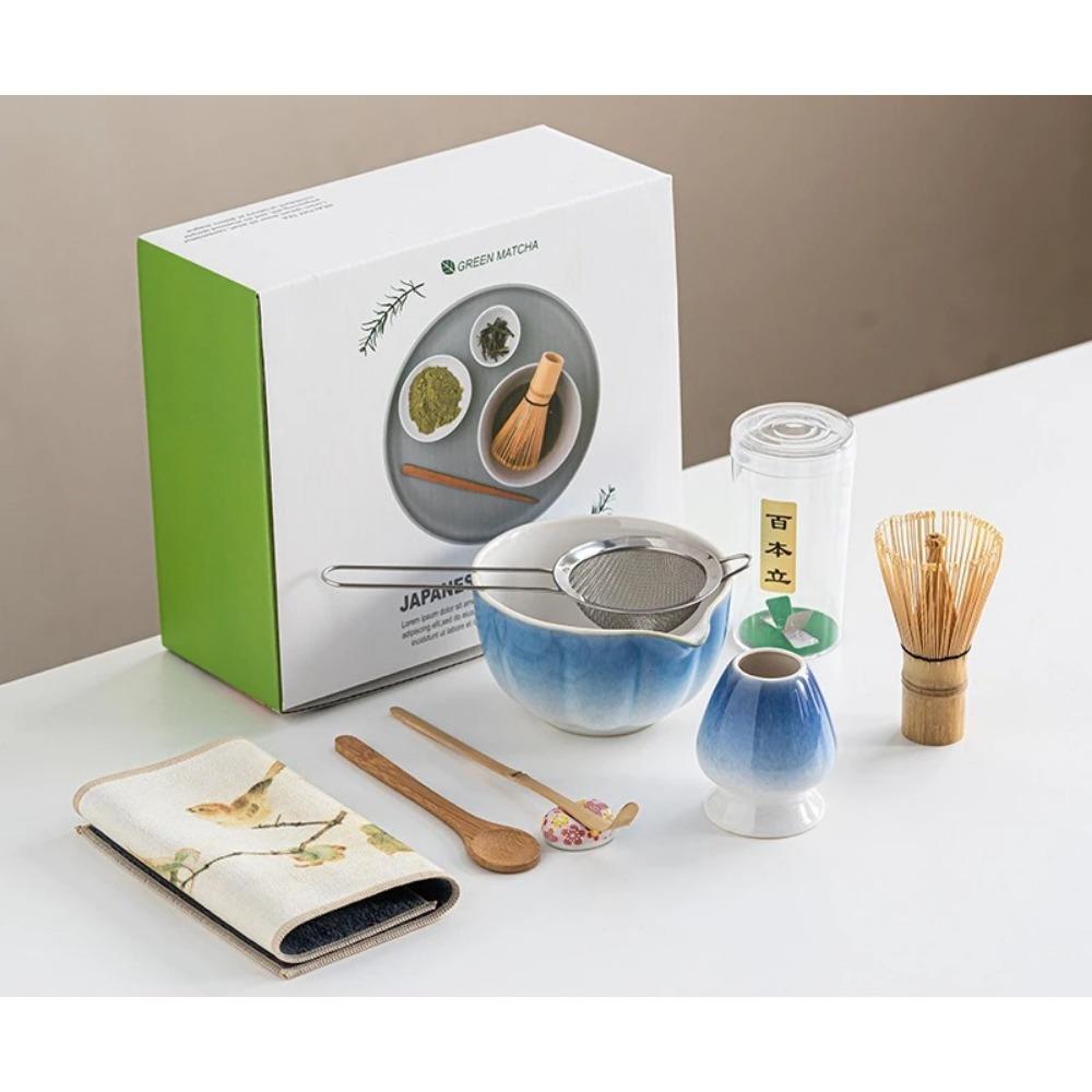 

Pink Matcha Bowl Set 8pc including Master Cup 100-Prong Bamboo Whisk Tea Scoop - Song Dynasty-Inspired Tea Ceremony Kit