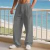 Summer Spring Men's Cotton Linen Pants Male Autumn Breathable Solid Color Linen Trousers Fitness Streetwear S-3XL