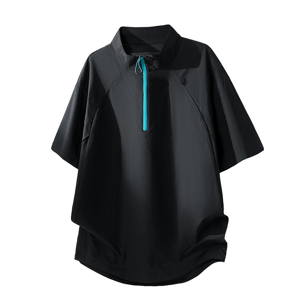 Summer Plus Size Short Sleeved T-shirt Men's Ice Silk Outdoor Versatile Quick Drying Pullover Short Sleeved Loose and Loose Sports Top