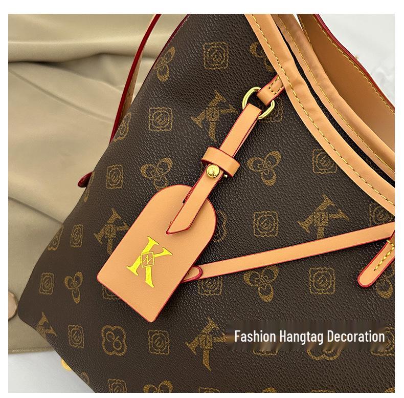 Elegant Floral Women's Tote: New Large-Capacity, Lightweight, Fashionable, Versatile Commuter Underarm Bag.