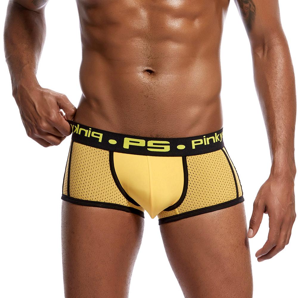 

Мужское сексуальное нижнее белье, шорты с буквенным принтом, трусы с выпуклым мешочком XL жёлтый