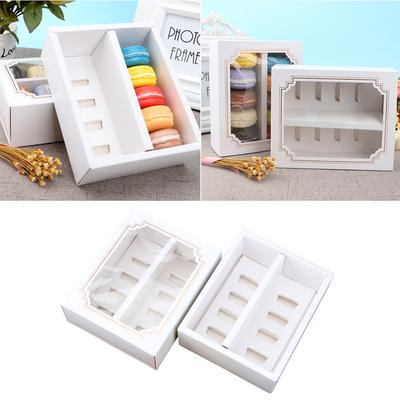 10pcs Paper Macarons Box with Clear Window Dessert Containers Muffin Carriers for Home Dessert Shop Paper Macaron Box