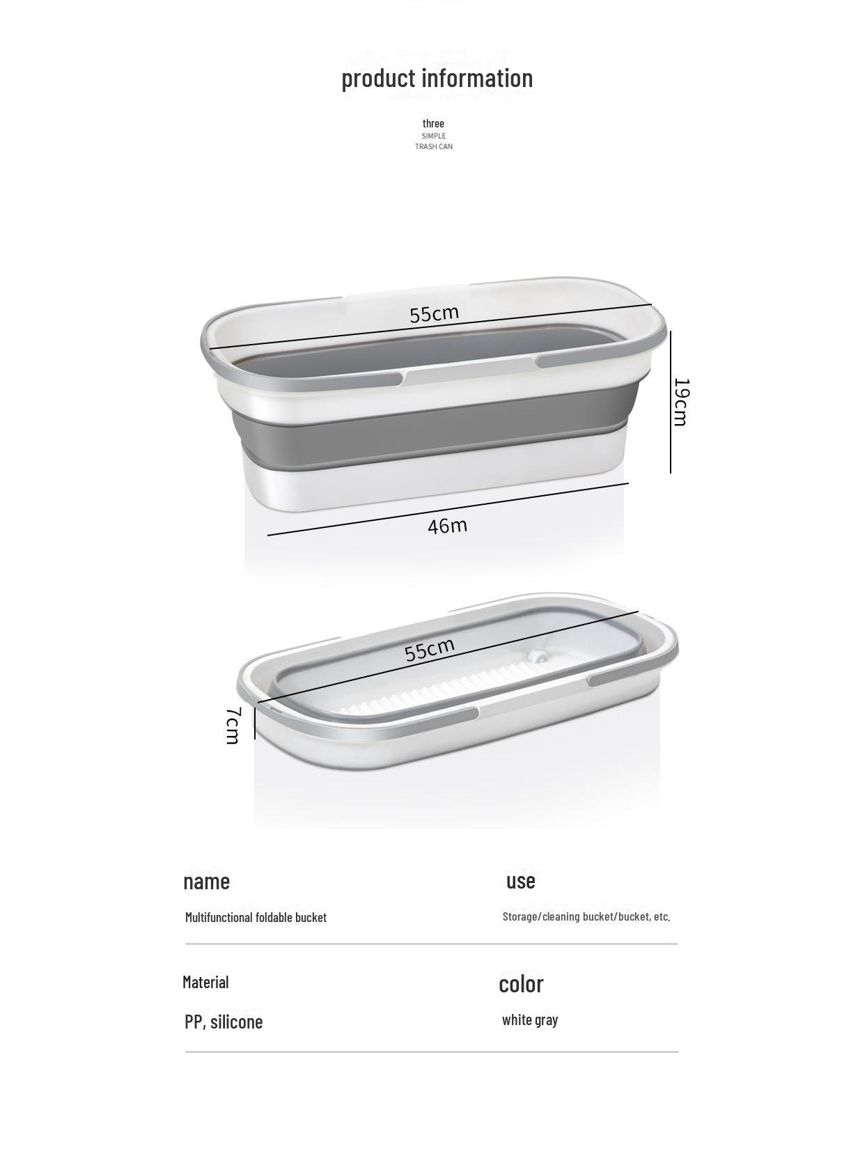 

Компактное складное ведро для швабры: Квадратный пластиковый контейнер для хранения воды для легкой уборки, удобного хранения и очистки за один шаг Folding telescopic barrel