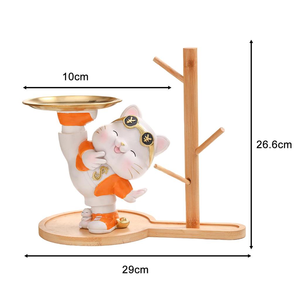 Cat Figurine, Jewelry And Earrings Tray, Desk Storage Tray, Creative , Table Decoration for Porch Table,