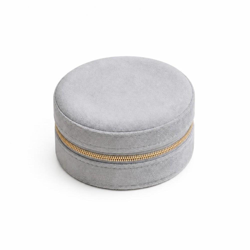 Velvet Travel Jewelry Case Round Mini Portable Jewelry Storage Ring Jewelry Box  Storage Use