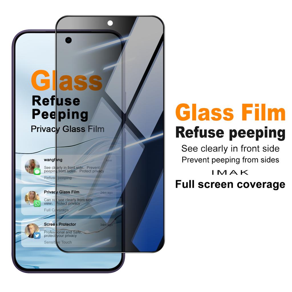 For Vivo Y600 Pro 5G Glass IMAK Privacy Temper Glass Full Screen Coverage Film Support Fingerprint Unlocking