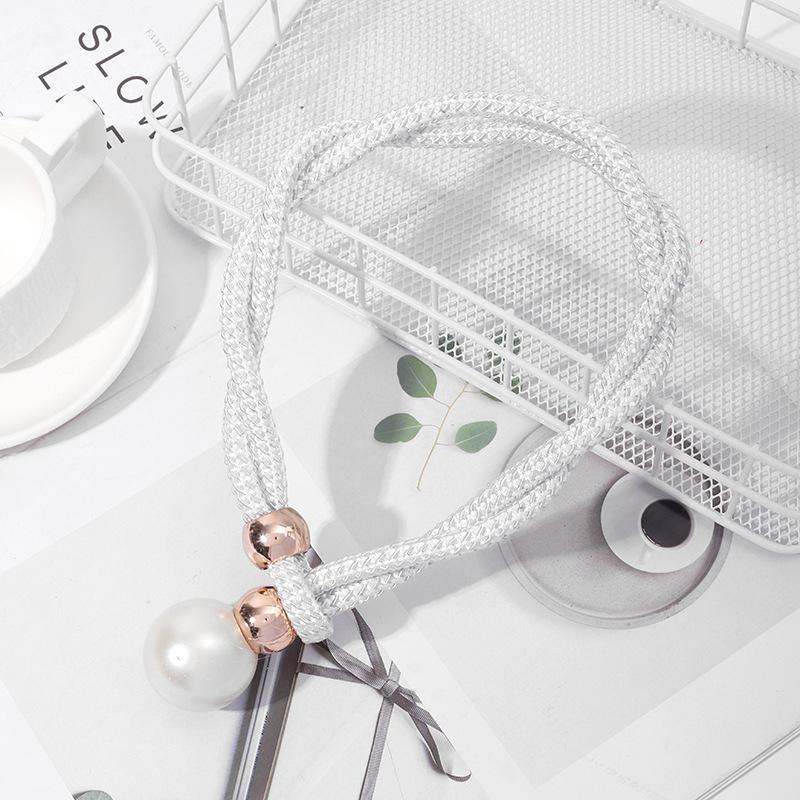 

2Pcs Curtain Half Bag Large Pearl Binding Strap Light Luxury Storage Rope Tie Strap Curtain Buckle Close Rope Tie Strap белый