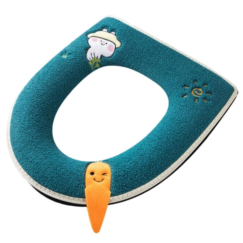 

Toilet Lid Cover with Convenient Handle Zipper Fastener Warm and Comfortable зелений