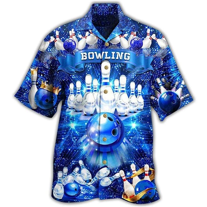 Nuova Camicia da Uomo con Stampa 3D Motivo Bowling Vintage Classica Camicia Street Oversize Uomo Donna Abbigliamento Blusa