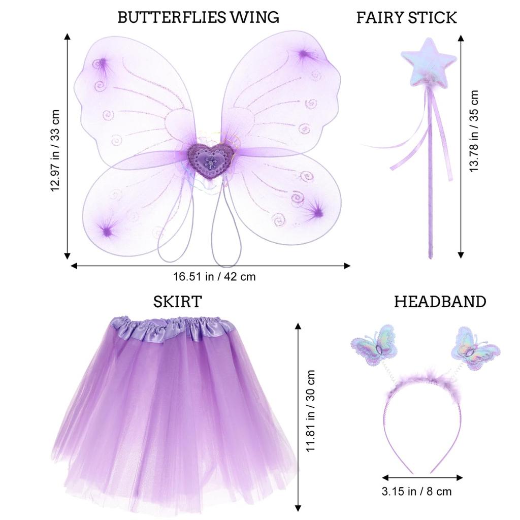 CALLARON Fairy Cosplay Set Angel Wings Cosplay Kids Lovely Angel Angel Wings Angel Ring Heart Stick Costume Accessories Unisex Purple 42x33cm Purple