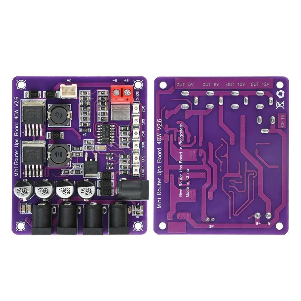 40W Battery Charging Board 4-Port Mini Router UPS Uninterruptible Power Supply Board 12.6V Power Module