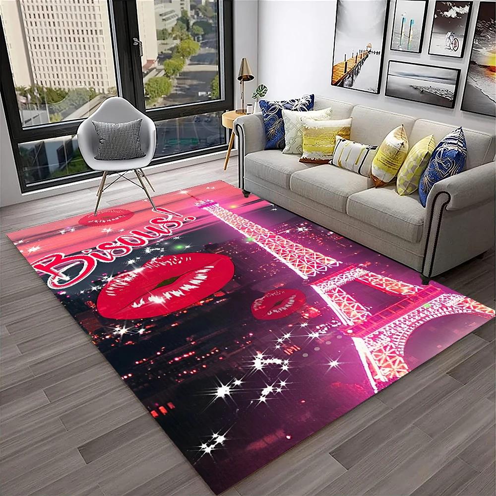 France Paris Eiffel Tower Retro Carpet Rug for Home Living Room Bedroom Sofa Doormat Decor,Kids Play Area Rug Non-slip Floor Mat
