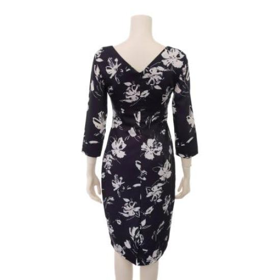 GRAXIA Cabaret Midi Dress for Hostess Square Tight Floral Size Small Dress, Dress, One-Piece Hostesses, Clubs, Lounges, 3/4 Sleeves, Neck, Fit, Print,