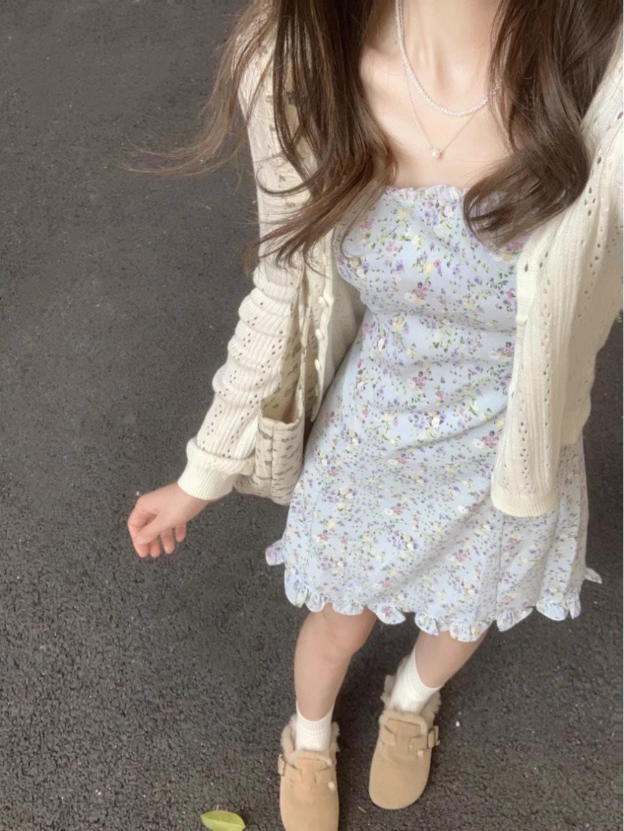 

Белый вязаный короткий кардиган и комплект платья для женщин - Легкая весенне-летняя шаль с платьем без рукавов 2XL грязно-белый